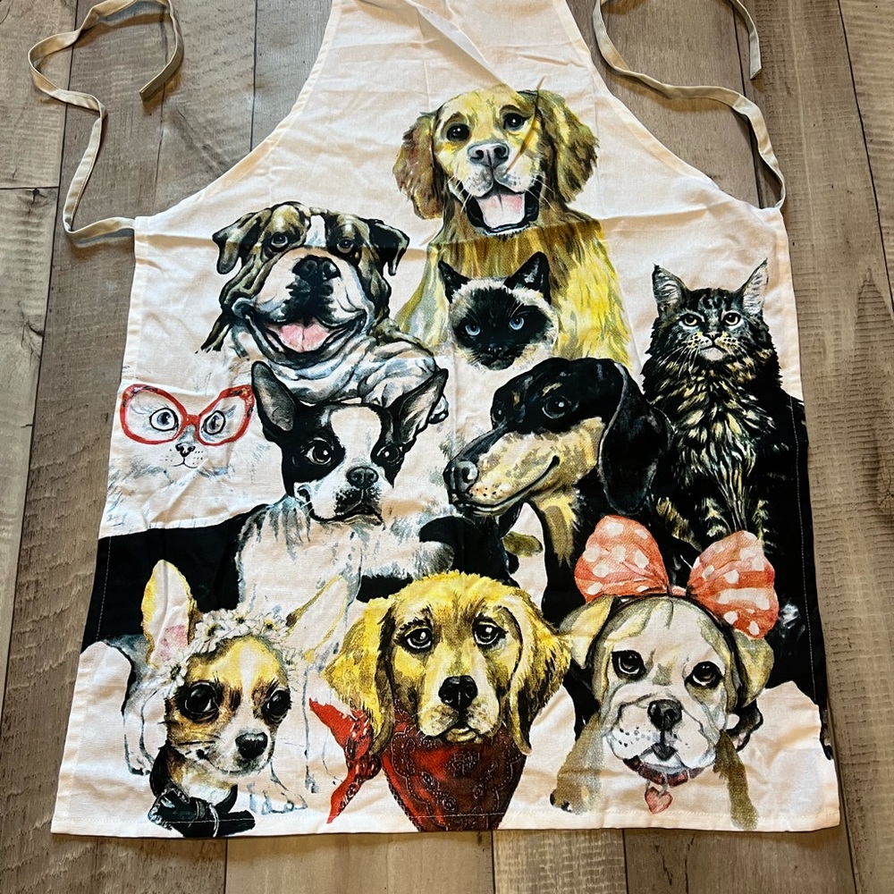 Colorful Dog and Cat Print Apron - Picture 4 of 6